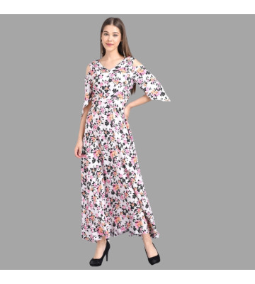 Women's Crepe Floral Drop Waist Dress